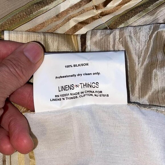 4 Linen & Things 40W x 94L 100% Silk Stripes Dupioni Rod Pocketed Drapery Panels - Picture 2 of 4